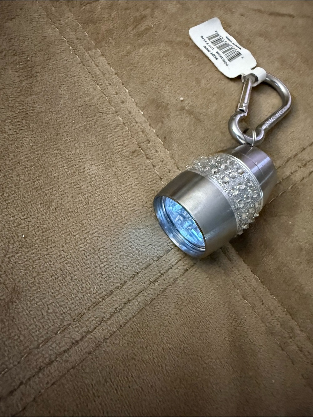 Silver Rhinestone Flashlight Keychain - Picture 3 of 3